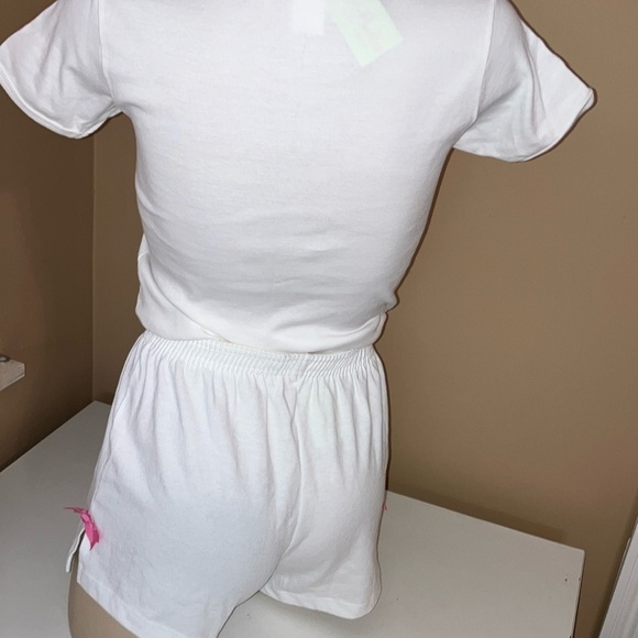 Bride Size Medium White Bride Short W/Pink Ribbons & White Baby Tee W/Pink Bow - Picture 7 of 9